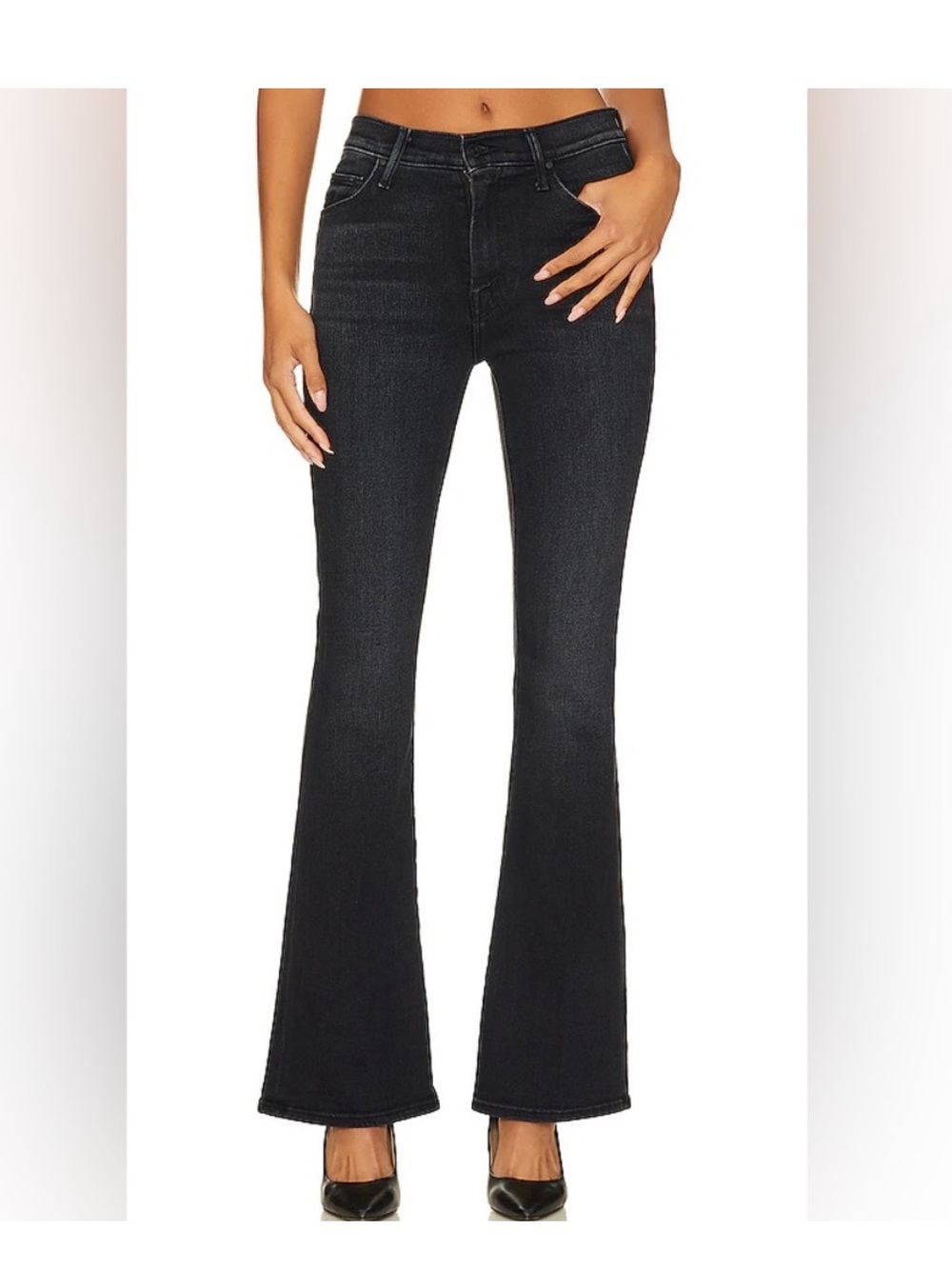 MOTHER Denim The Weekender Deep End Black Flare Jeans Size 26 Like-New - Picture 2 of 8